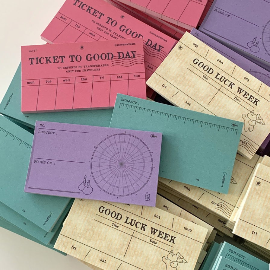 韩国正品mewmewbeam迷你目标管理制定跟踪计划本拍纸本周计划50张