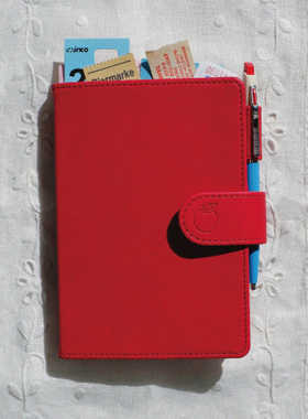 韩国正品fruitfries  A6醒目红色万年手账笔记日记本周计划网格本