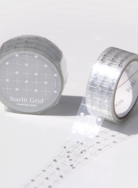 韩国正品Boki 银箔星星格子PET装饰贴咕卡贴美纹花纹手帐纸质胶带