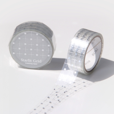 韩国正品Boki 银箔星星格子PET装饰贴咕卡贴美纹花纹手帐纸质胶带