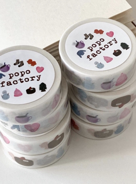 韩国正品popo factory 温暖冬季毛衣帽子美纹手帐装饰贴纸质胶带