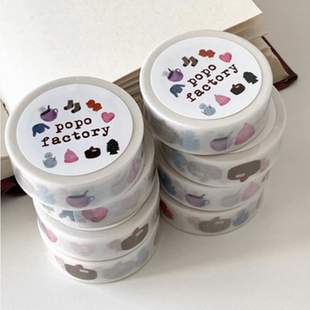 韩国正品popo factory 温暖冬季毛衣帽子美纹手帐装饰贴纸质胶带