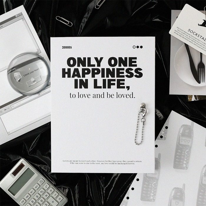 韩国正品wannathis 黑白6孔A5硬面活页手账本记事空白笔记日记本