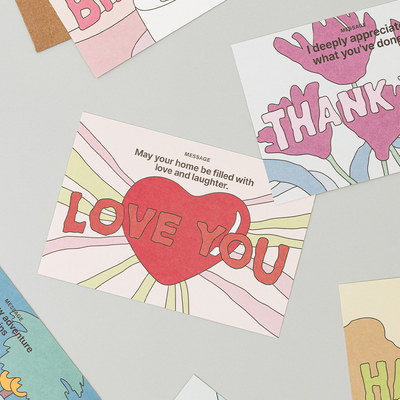 韩国正品live work 生日祝福告白复古手绘装饰卡片明信片postcard