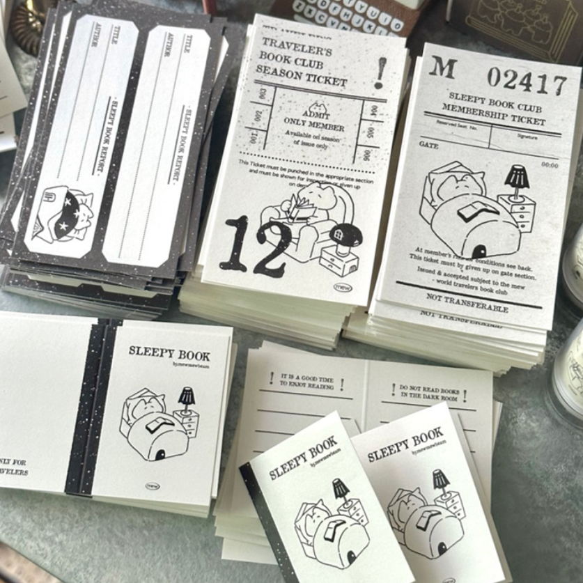 韩国正品mewmewbeam 睡前阅读打卡标记复古邮票贴纸迷你封面套装