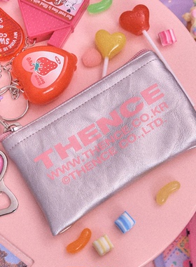 韩国正品thence银灰色皮质地收纳耳机细物卡包零钱包小号钥匙钱包