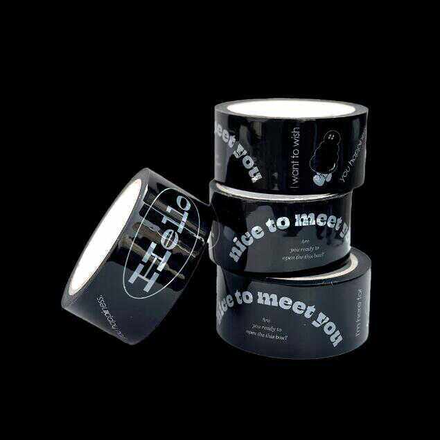 韩国正品52works 很高兴认识你封箱装饰胶带黑色个性封口贴48mm宽