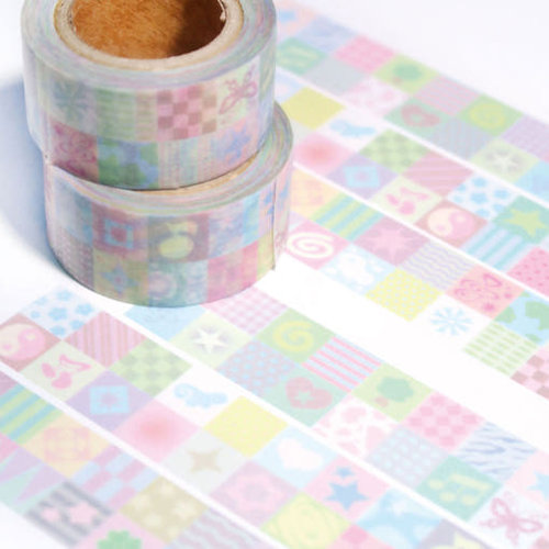 韩国正品st2krs 美纹花纹手帐日记拼贴装饰纸质胶带Funky Tile MT