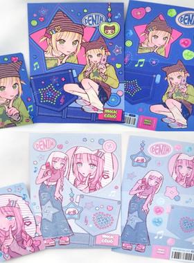 韩国mxx club正品 蓝色牛仔系列咕卡手帐贴纸明信片小卡便签本