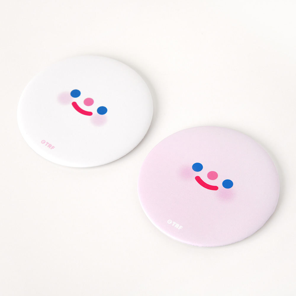 韩国正品rico 笑脸圆形化妆镜手镜随身镜小镜子smile hand mirror