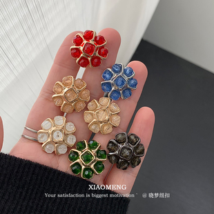 晓梦轻奢水晶钻金属钮扣女粗花呢大衣外套纽扣毛衣风衣扣子西装扣