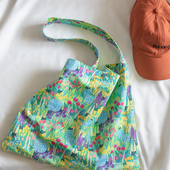 油画猫法式 韩系夏季 帆布包女原创手工 清新碎花慵懒风斜挎单肩包