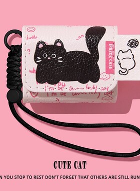 适用唐麦q8保护套q6耳机壳m5保护壳无线蓝牙耳机套气骨传导开放式2025耳夹耳机盒连体皮质一体式黑色小猫