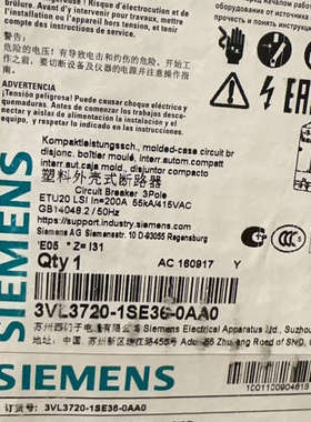 断路器 3VL3720-1SE36-0AA0 议价