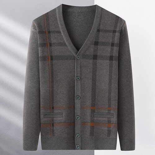 开衫外套爷爷V领针织毛衣