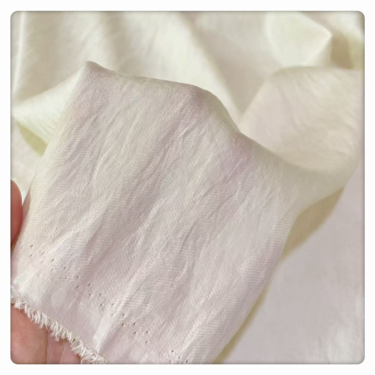 古风米色暗纹提花天丝棉旗袍汉服