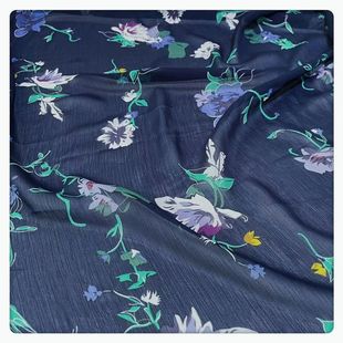 薄款微透柔软 暗香浮动顺纡绉印花雪纺连衣裙连衣裙衬衣夏季面料