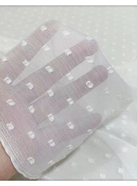 柔软半透 纯白色立体提花小剪花雪纺面料 汉服连衣裙襦裙披肩布料