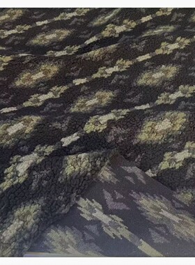 黑底深军绿菱形横条纹羊羔绒面料 加厚外套抱枕盖毯沙发垫布料