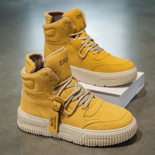 青少年皮面耐磨防滑防水马丁鞋 高帮男鞋 休闲运动厚底增高高帮板鞋