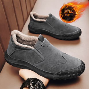 劳保棉鞋男冬季加绒一脚蹬加厚中老年爸爸老北京布鞋防滑雪地棉靴