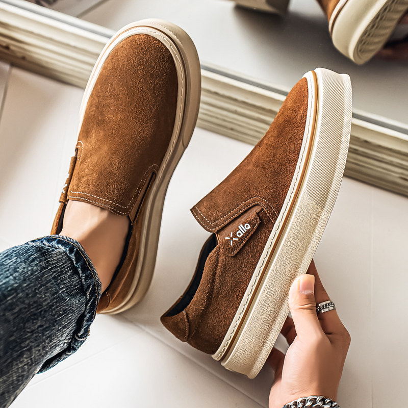 豆豆男鞋冬季2026新款一脚蹬懒人开车休闲翻皮皮鞋厚底上班乐福鞋,流行男鞋,单鞋,淘宝优惠券,粉丝福利购,淘宝优惠卷