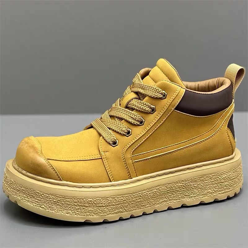 高帮马丁靴男冬季复古英伦风休闲皮鞋户外防滑厚底耐磨大黄工装靴