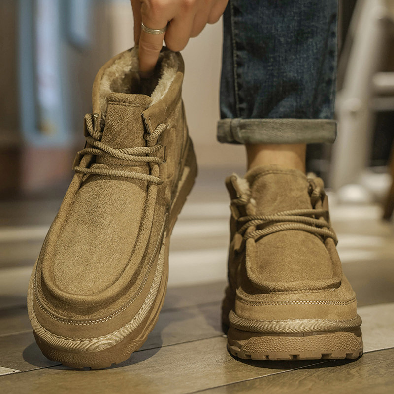 雪地靴男冬季加绒保暖皮毛一体棉鞋户外休闲防滑厚底东北马丁棉靴,流行男鞋,时尚雪地靴,淘宝优惠券,粉丝福利购,淘宝优惠卷
