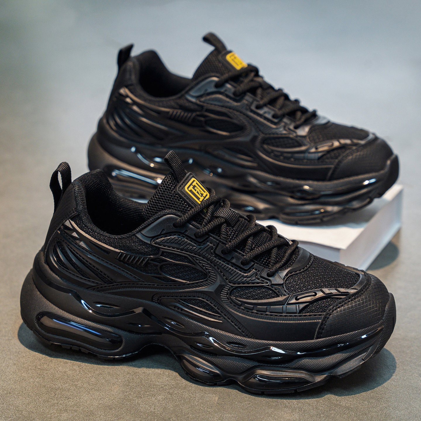 男鞋春季黑武士休闲厚底增高老爹鞋网面透气运动跑步软底轻便潮鞋,流行男鞋,老爹鞋,淘宝优惠券,粉丝福利购,淘宝优惠卷