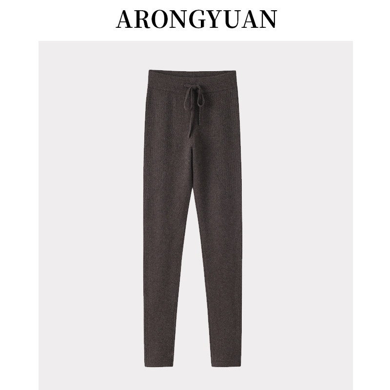 内蒙古发货100羊绒弹力抽条打底衫女修身百搭紧身高腰针织保暖裤