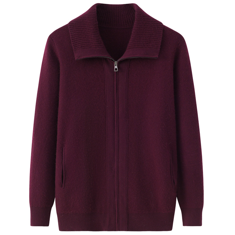 阿绒源羊绒拉链男开双层商务休闲