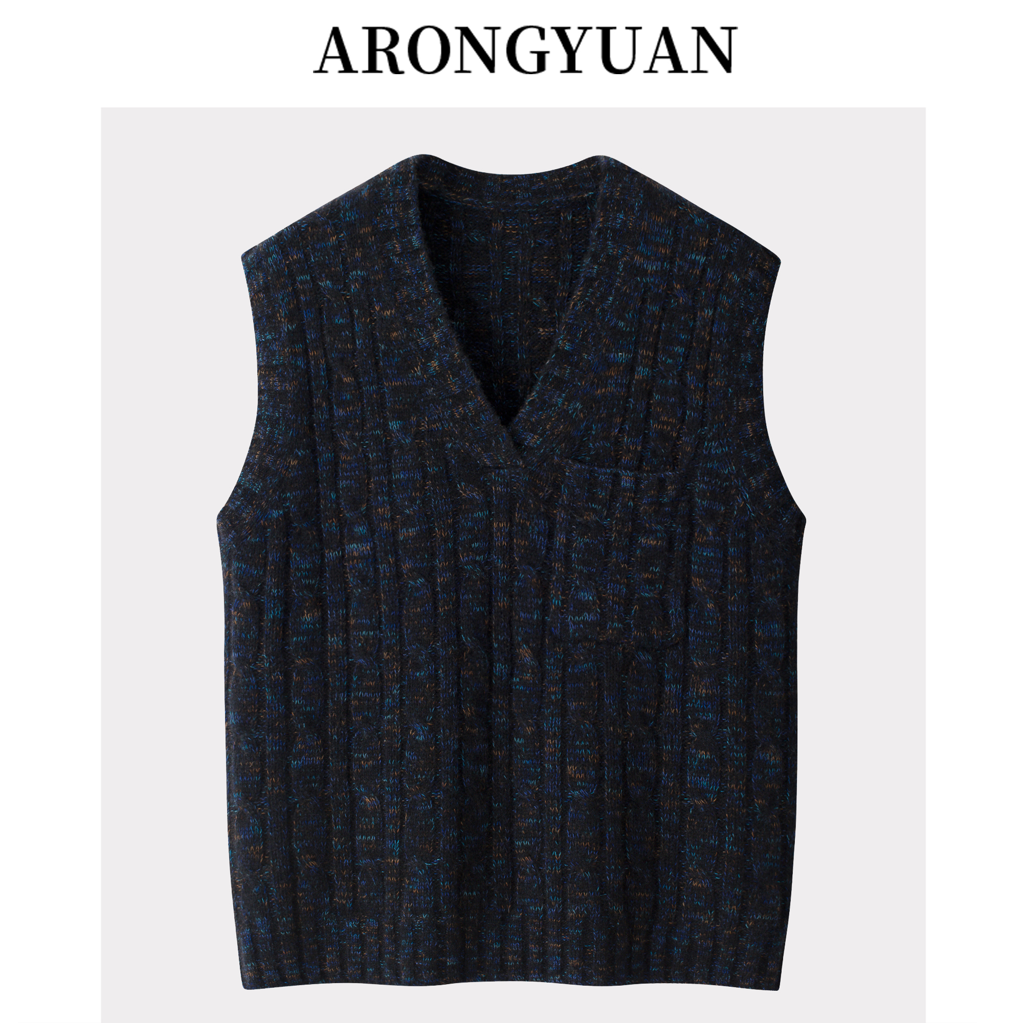 纯羊绒花纱带兜女V背心宽松外搭