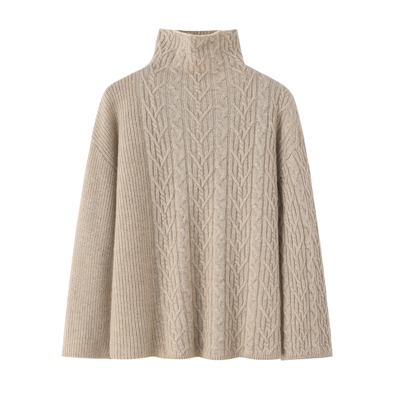 100%山羊绒堆领女套衫