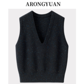 短款 高端金豆纱线 100山羊绒V领女背心新品 宽松套头马甲休闲坎肩