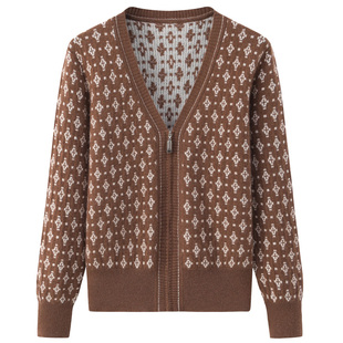 阿绒源纯羊绒双提加厚拉链女开衫内蒙古发货新品黑色配色外套毛衣