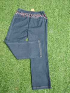 复古民族风绣花拼接翘臀显瘦牛仔长裤 桑迪女装 经典