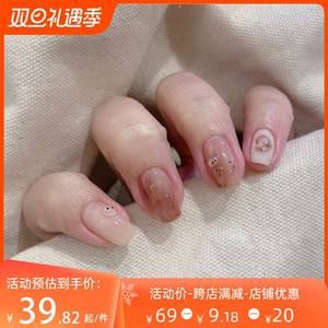 小精灵/可爱糯叽叽系列秋冬美拉德风手工穿戴甲晕染渐变撞色美甲