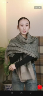 羊绒提花中厚保暖多功能多用围巾披肩复古绿