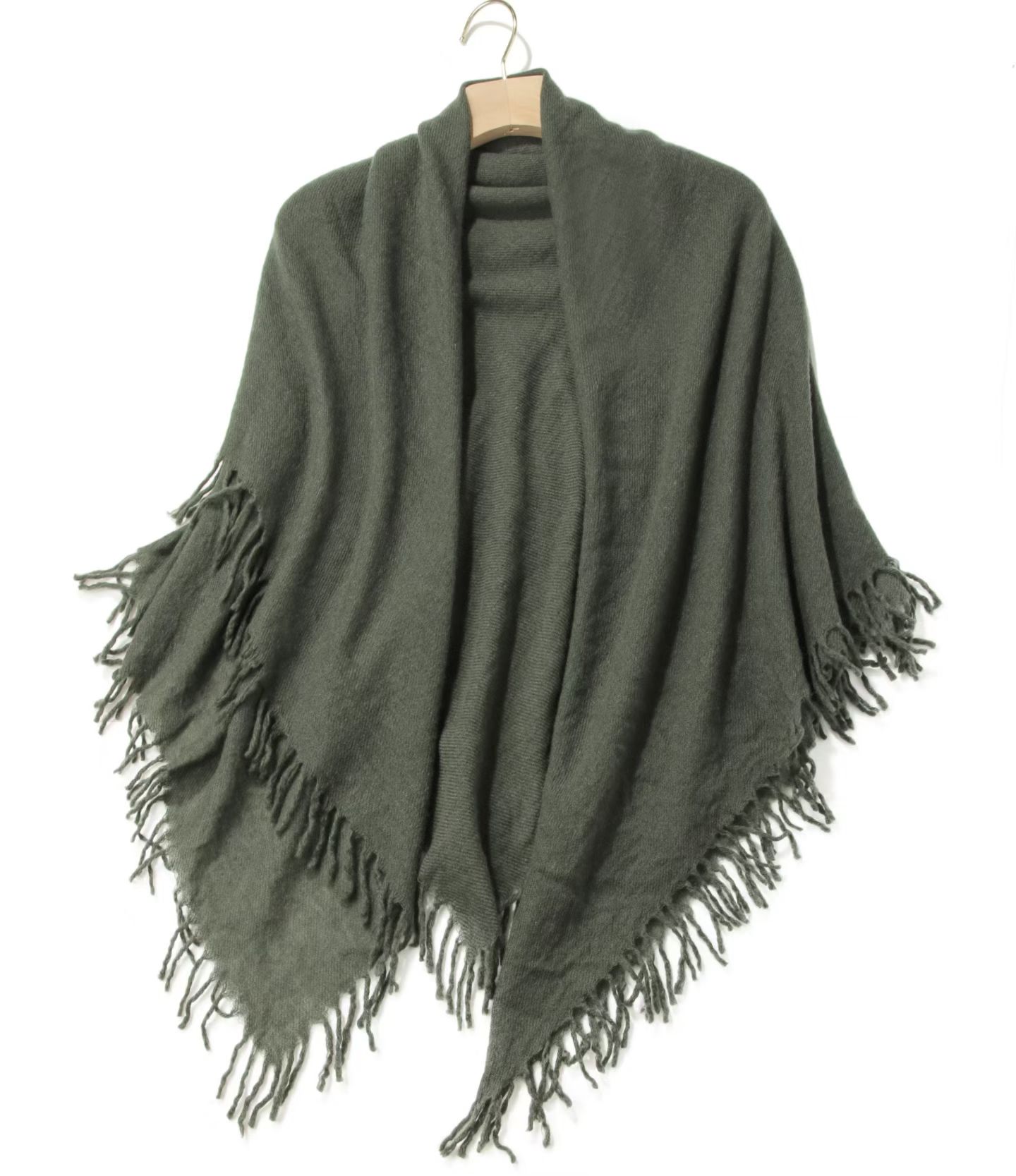 羊绒斜纹蓬松百搭长流苏纯色方巾