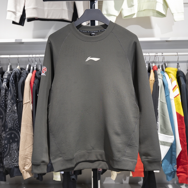 李宁男子圆领套头无帽卫衣