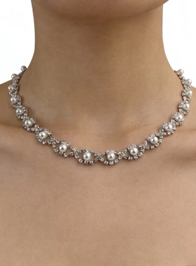 欧美外贸饰品琉璃珍珠水钻项链颈链