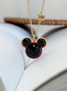 欧美外贸饰品寇家迟马蹄形打标米奇镀真金项链锁骨链