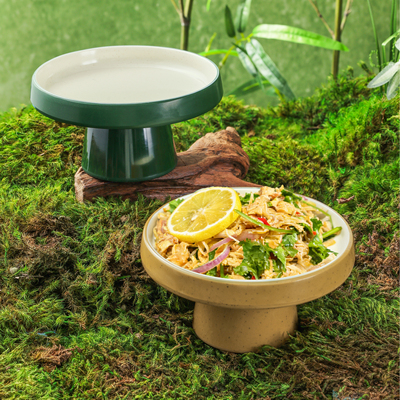 密胺仿瓷江西小炒高脚盘商用餐具