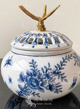 从今往后HomeDecor-CFSS465-玫瑰蝴陶瓷香炉