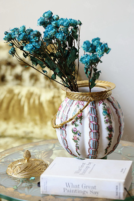 从今往后HomeDecor- CFSS485-法式黄铜手绘彩瓷提壶花瓶