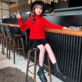 Свитер, термобелье, детский осенний приятный телу пуховик, детская одежда, коллекция 2021, подходит для подростков, высокий воротник, в западном стиле