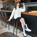 Свитер, термобелье, детский осенний приятный телу пуховик, детская одежда, коллекция 2021, подходит для подростков, высокий воротник, в западном стиле