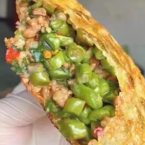 杭州特产美食 建德肉沫豇豆饼 6个装 微辣口味  皮薄馅多香酥美味