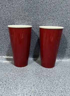 外贸风情 喜庆的红色 高度款式 空心隔热无把手 陶瓷马克杯 水杯