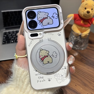 新年小熊维尼支架新款适用苹果17Pro手机壳iPhone16max13小米15华为mate80pura70k90note14荣耀500x200findx9